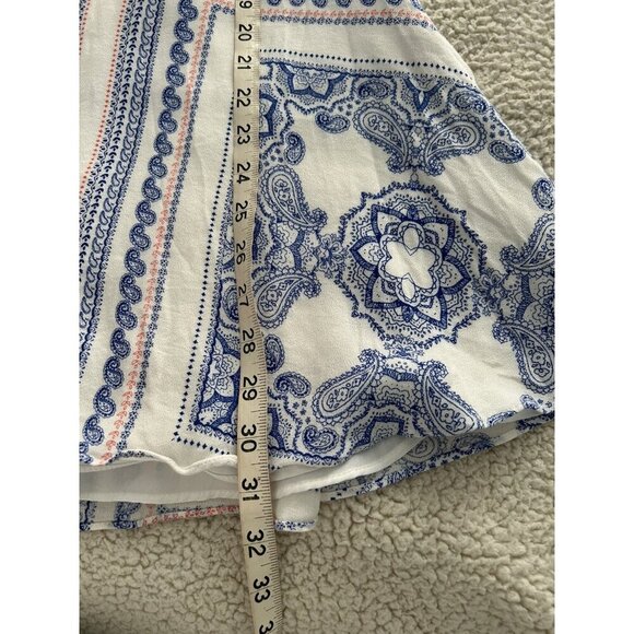 Lovers and Friends Cassidy Mini Dress Bella Scarf Print V-Neck Blue White Sz XS - Picture 10 of 12